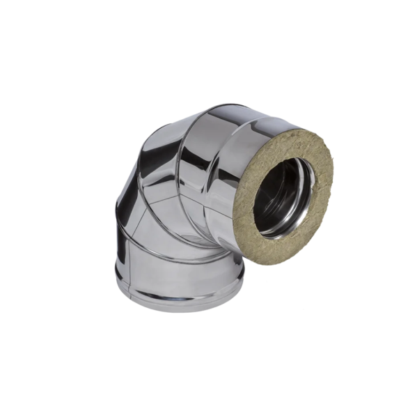 Сэндвич-колено 90 (н/ж сталь 0,5 мм + н/ж. ст. 0,5 мм) Ф100х200