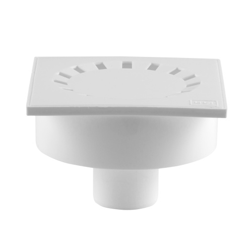 Трап нерегулируемый, прямой, пластик. решетка 150*150 (Белый) D50 ПП, РТП 36586