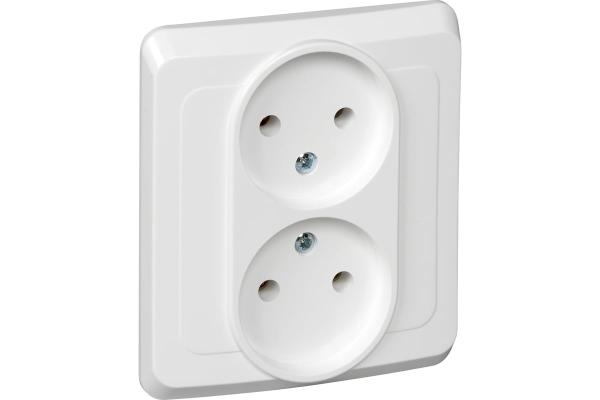 Розетка скр. уст. без з/к 2-я 16А/250В бел. ЭТЮД (67428)