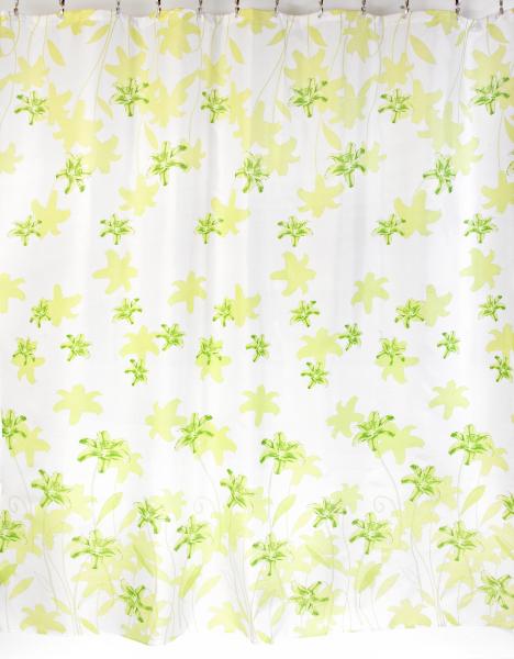 Штора для ванной комнаты Zalel YQL 1045-1 180x200 см полиэстер, зеленая, листья