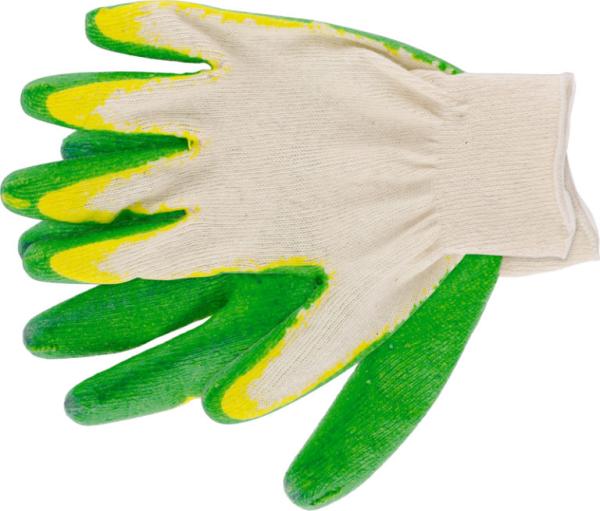 Перчатки трикотажные с двойным латексным обливом, зеленые, ЛидерТекс