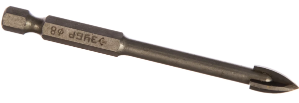 Сверло по стеклу и кафелю 8 мм копьевидное, шестигранный хвостовик, Зубр