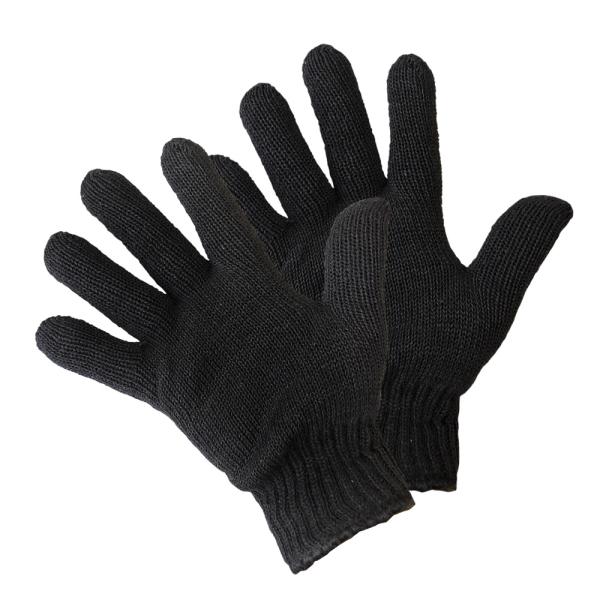 Перчатки вязаные двойные без покрытия, черные, Fiberon