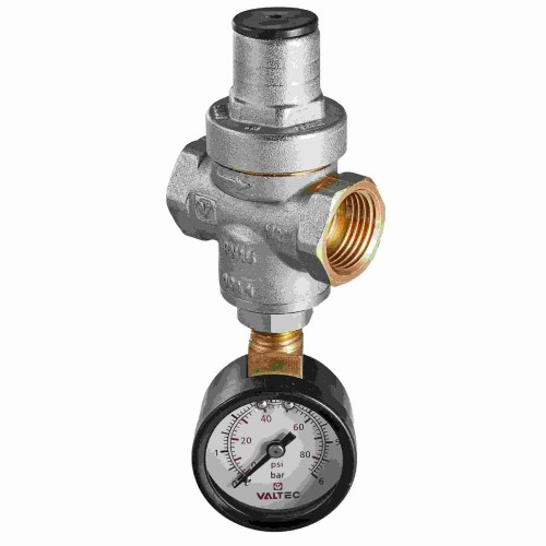 Редуктор давления поршневой с манометром VALTEC от 0,5 до 5,5 бар 1/2"  Vt 088