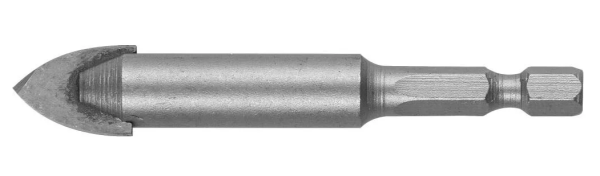Сверло по стеклу и кафелю 12 мм копьевидное, 2-х резцовый наконечник, шестигранный хвостовик, Зубр