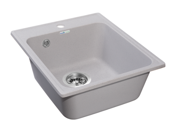 Мойка кухонная GranFest Quarz 17 прямоугольная 41,8x47,7 см, искусст. камень, серый, 17