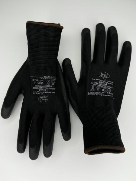 Перчатки нейлоновые черные с полиуретановым покрытием 9 (L), Gold Manibus