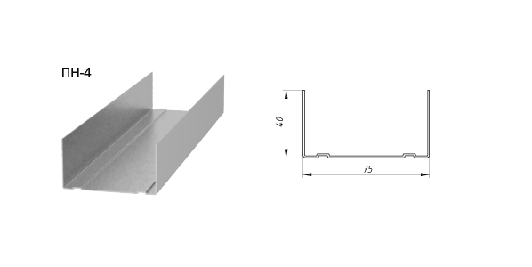 Профиль ПН 75/40 3м, 0,45мм
