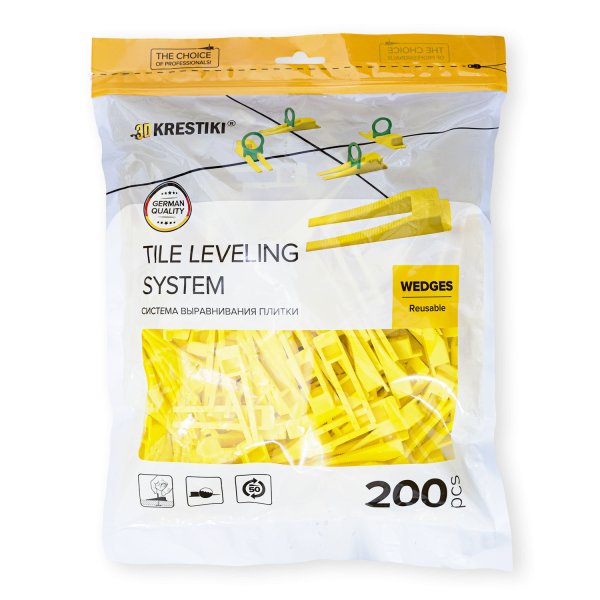 Клин СВП Strong, желтый, упаковка 200 шт, 3D KRESTIKI