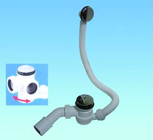 MCALPINE MRB12 Трап-автомат 1 1/2" д/в бутылочный (гидроз-р 25мм) с перелив.и латун.хром.сливом "кнопка" (MRB12-PB)