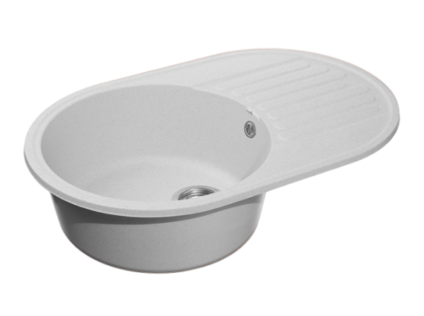 Мойка кухонная GranFest Quarz 18 овальная 73,7x47,8 см, искусст. камень, серый, 18