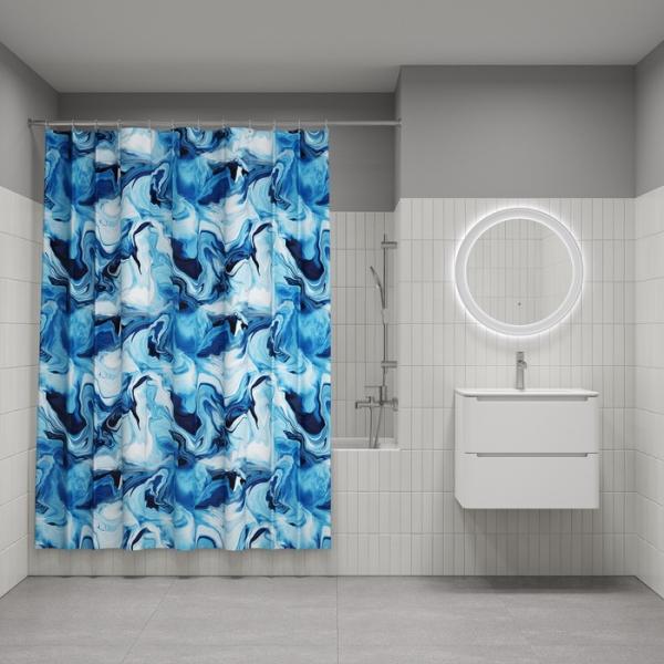 Штора для ванной комнаты Iddis BX04P18i11 180x200 см полиэстер, синяя