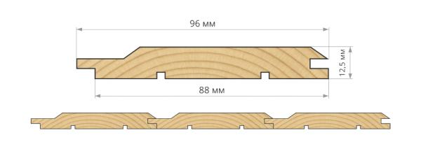 Вагонка сорт А 12,5х96мм 2,7м сосна