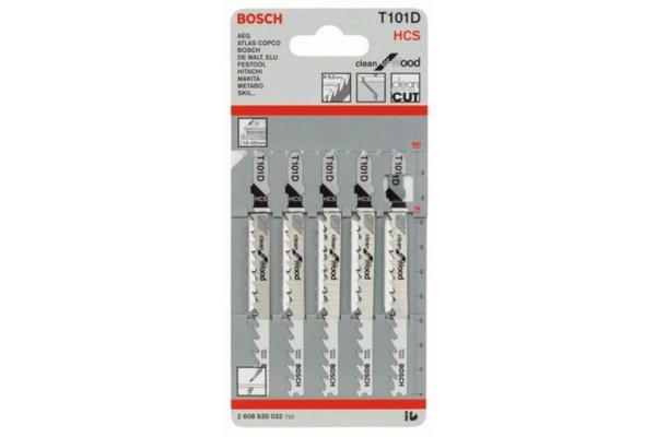 Пилки для лобзика Т101D по дереву, рез c середины заготовки, набор 5 шт, Bosch