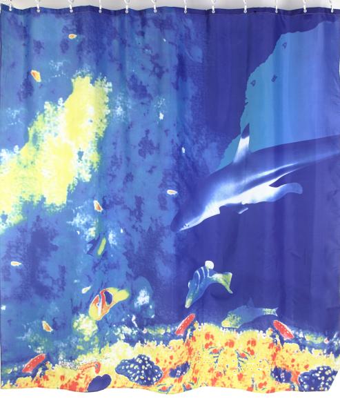 Штора для ванной комнаты Zalel YQL DX-057 180x200 см фотопринт, синяя