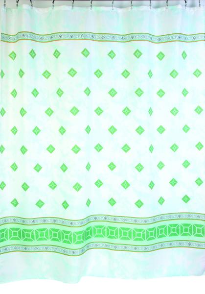 Штора для ванной комнаты Zalel YQL 1258 180x200 см полиэстер, зеленый, квадраты