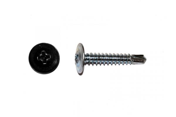 Саморез с прессшайбой 4,2х16 мм сверло, черный, RAL9005