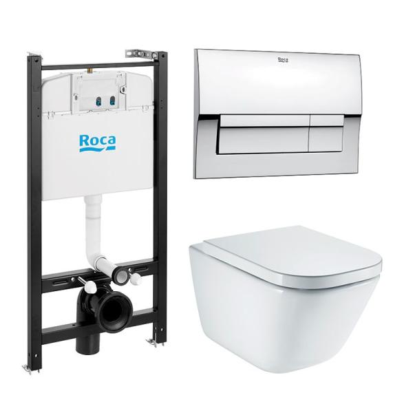 Инсталляция д/подв. унитаза Roca GAP + подвесной унитаз безободковый + сиденье soft-close + кнопка 8901170B1