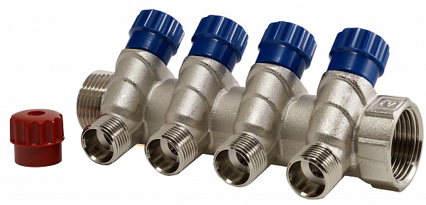 Коллектор VALTEC c регул. вентилями, 3/4"х4 вых 1/2" нар VTc.560