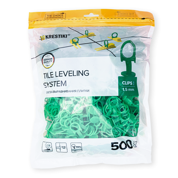 Зажим СВП Profi 1,5 мм, зеленый, упаковка 500 шт, 3D KRESTIKI