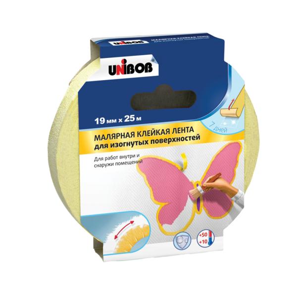 Лента малярная 19 мм x 25 м для декоративных работ, Unibob