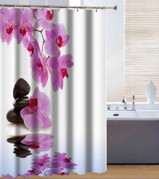 Штора для ванной комнаты Zalel DX-132 180x200 см фотопринт, белая