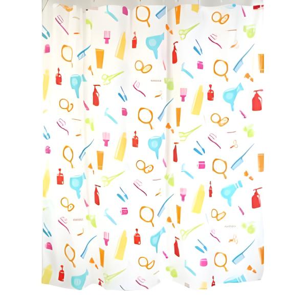 Штора для ванной комнаты Zalel YX-2412 180x200 см фотопринт, белая, ножницы