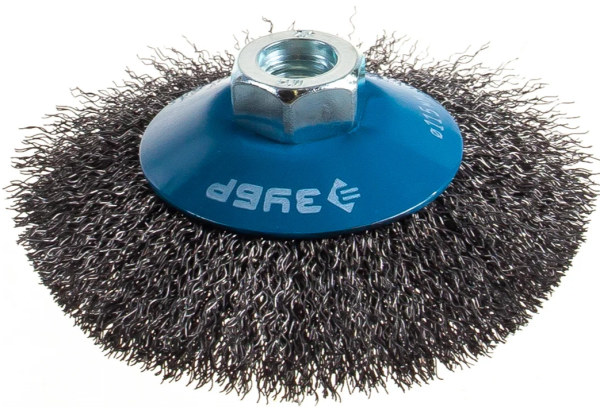 Щетка коническая для УШМ, 115мм, витая стальная проволока 0,3мм, ЗУБР