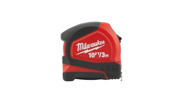 Рулетка 3 м х 12 мм с LED подсветкой и магнитом в корпусе, Milwaukee