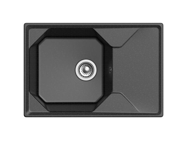 Мойка кухонная GranFest Unique 740L прямоугольная 74x50 см, искусст. камень, черный, U-740L