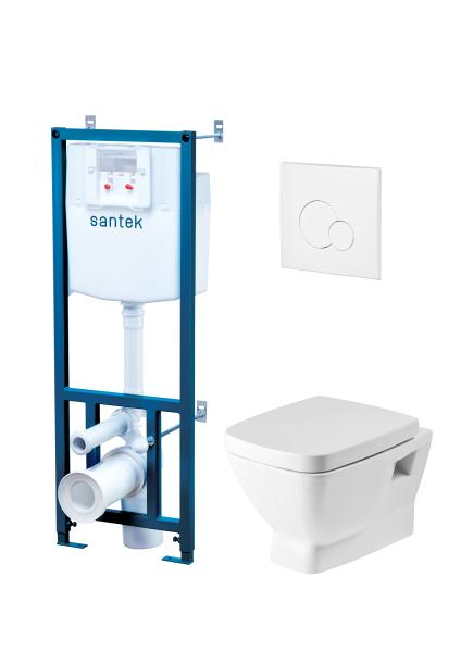 Инсталляция д/подв. унитаза Santek  5 в 1 Нео + подвесной унитаз + сиденье soft-close + панель смыва белая + крепеж