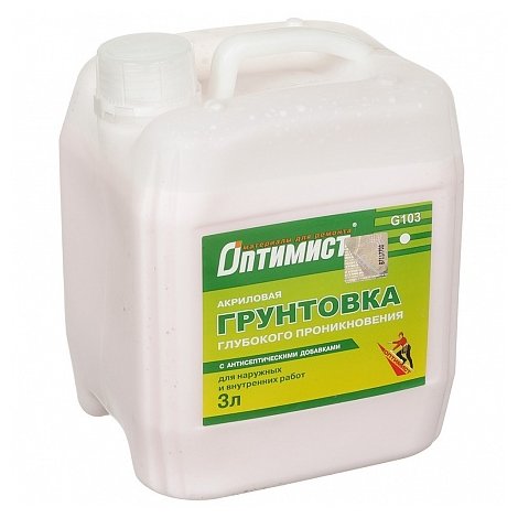 Грунтовка глубокого проник. для вн. и нар. работ G103 "Оптимист" 3л (зеленая этикетка)