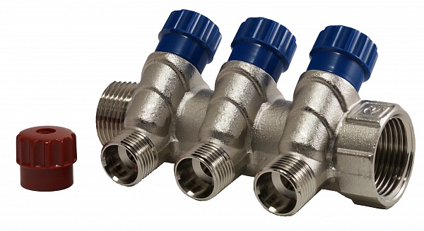 Коллектор VALTEC c регул. вентилями, 3/4"х3 вых 1/2" нар VTc.560