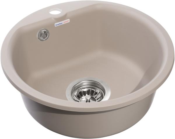 Мойка кухонная GranFest Smart 435 круглая 43,5 см, искусст. камень, песочный, 435