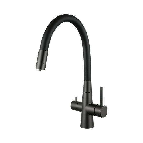 Смеситель для кухни Avrora Kitchen под фильтр, гибкий излив, AV9008GM, оружейная сталь