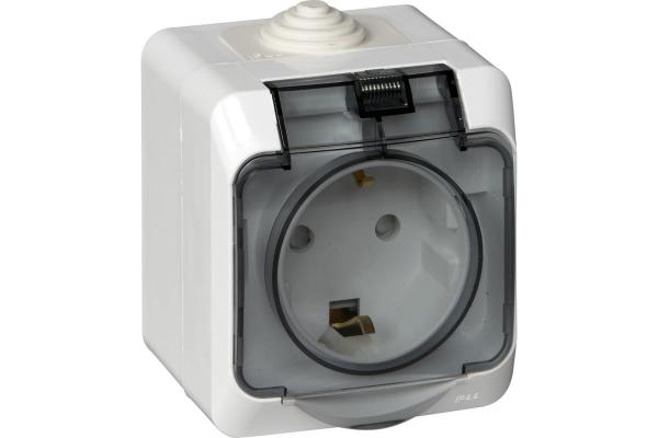 Розетка откр. уст. с з/к 16А/250В IP44 крышка шторки бел. ЭТЮД (82929)