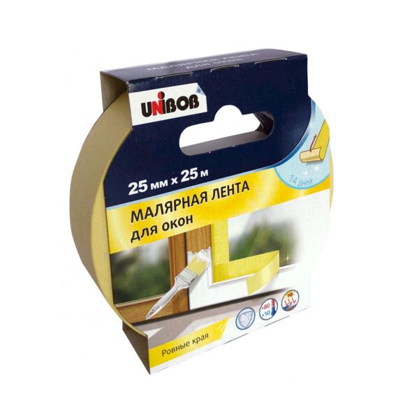 Лента малярная 25 мм x 25 м для окон, Unibob