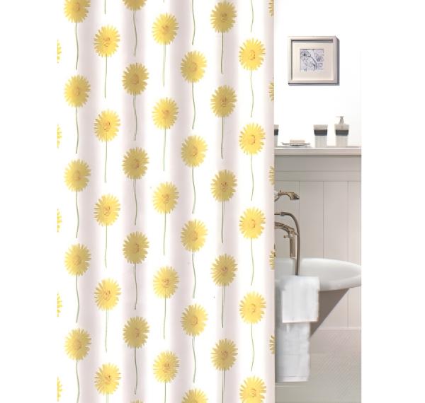 Штора для ванной комнаты Zalel ECO YQL1171 180x200 см полиэстер, желтая