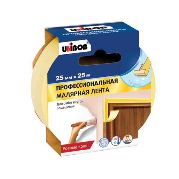 Лента малярная 25 мм x 25 м для внутренних работ, Unibob