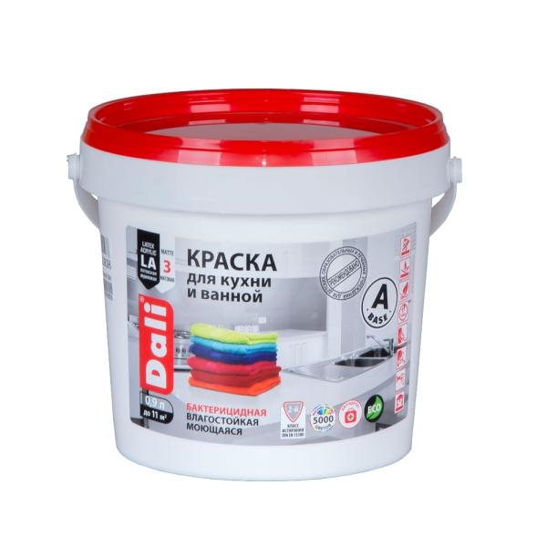 Краска акриловая для кухни и ванной белая, 0,9 л, Dali