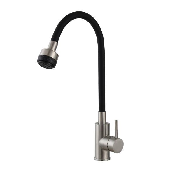 Смеситель для кухни Avrora Kitchen гибкий излив AV9001S, черный