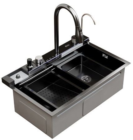 Мойка кухонная Mixline Pro прямоугольная 75x46 см, нерж. сталь, черный графит, 554164