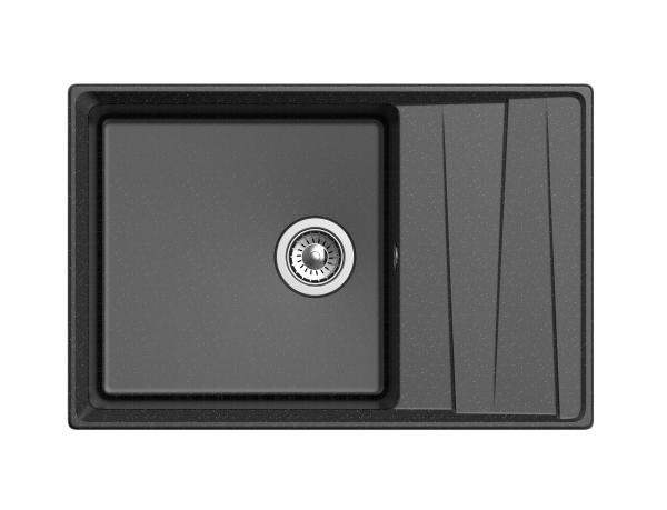 Мойка кухонная GranFest Level 760L прямоугольная 76x50 см, искусст. камень, черный, LV-760L