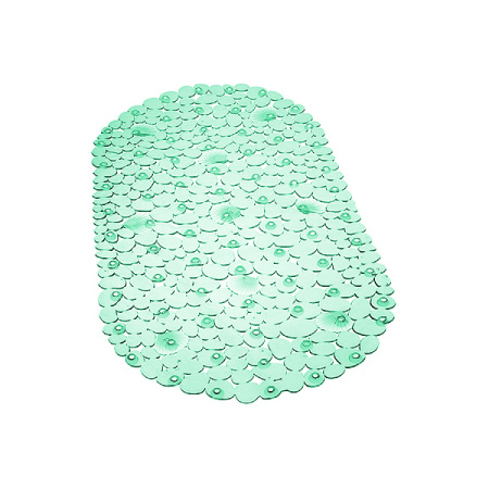 Коврик для ванны антискользящий SPA, Камешки с ракушками, овал, 69*39см, светло-зеленый, арт. 1-1