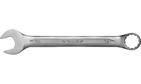 Ключ гаечный  комбинированный 24 мм, Cr-V сталь, хромированное покрытие, ЗУБР (27087-24)