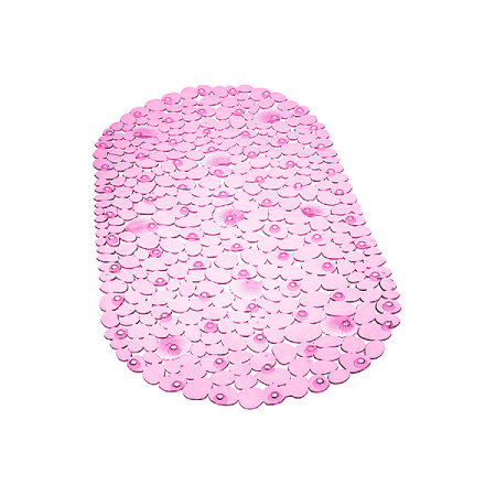 Коврик для ванны антискользящий SPA, Камешки с ракушками, овал, 69*39см, розовый, арт. 1-1