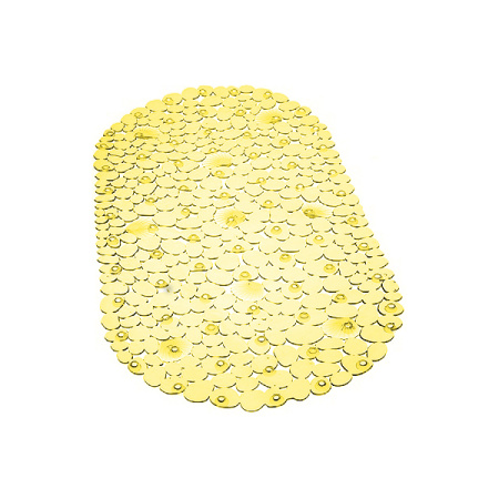 Коврик для ванны антискользящий SPA, Камешки с ракушками, овал, 69*39см,  желтый, арт. 1-1