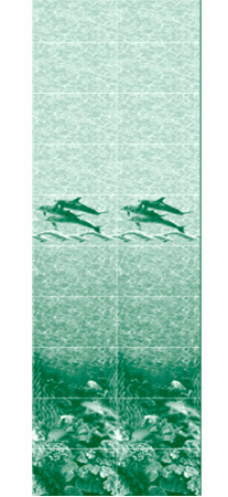 Панель ПВХ Цвет "Морская волна", фриз "Дельфины" 2,7х0,3 м (0,81м2)