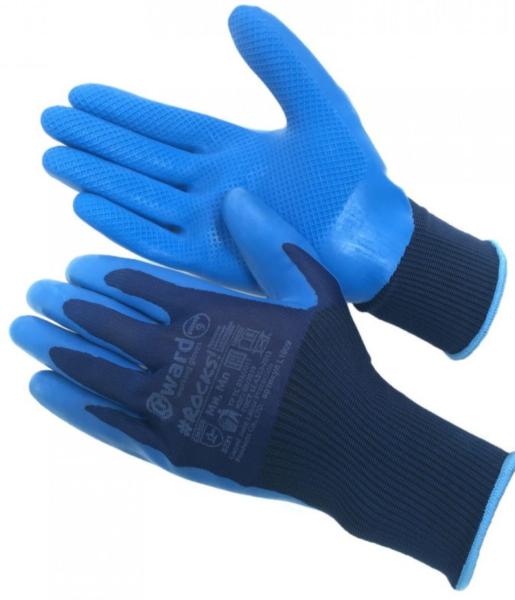 Перчатки нейлоновые, текстурированное латексное покрытие, синие, GWARD