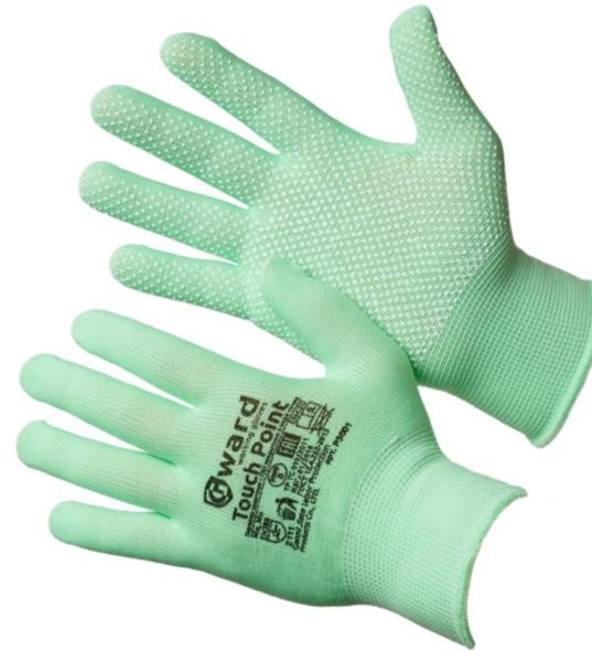 Перчатки нейлоновые, микроточечное покрытие, зеленые, GWARD